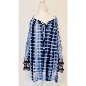 NWT MISSGUIDED Women Size 8 Tie Dye Embellished Tasseled Swing Dress Boho Hippie